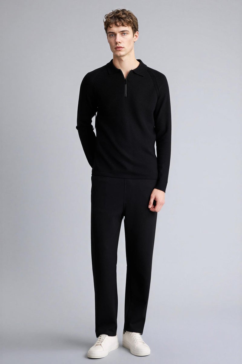 DeFacto Black Man Standard Fit Polo Collar Knitwear Pullover Casual - Image 3